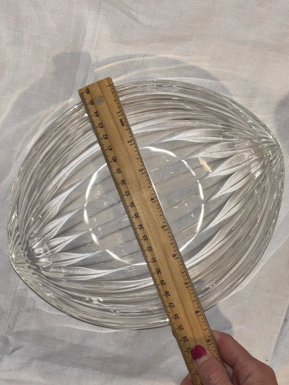 Vintage Clear Optic Swirl Glass Serving Bowl Set 7 Piece Mid Century Style
